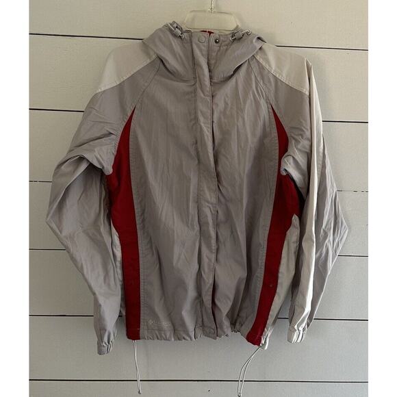 Columbia Jacket Full Zip Up Hooded Gray Red 100% Nylon RN 69724 Women’s Size M - Picture 1 of 12